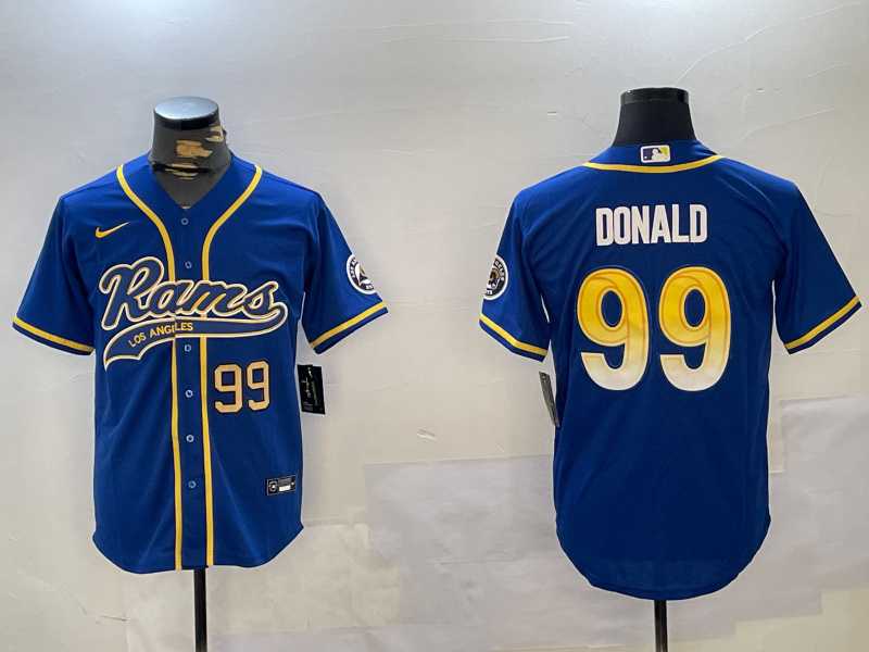 Men%27s Los Angeles Rams #99 Royal Cool Base Stitched Baseball Jersey
